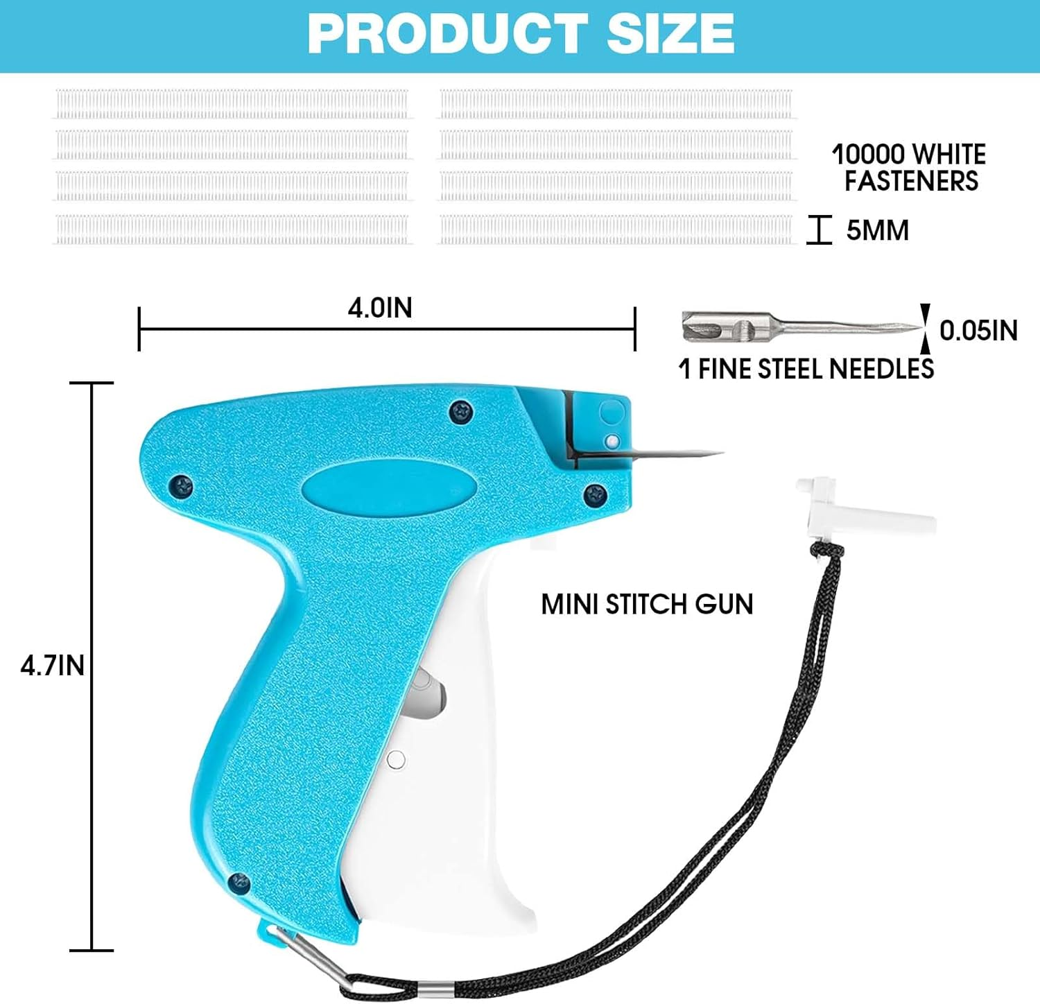 Pacify Tagging Gun for Clothing, Stitch Tag Gun for Clothes with 10000 Micro Fasteners & 6 Needles, Quick Fixer Stitchy Microstitch Gun Fine Stitch Tool (B) - A image number 7