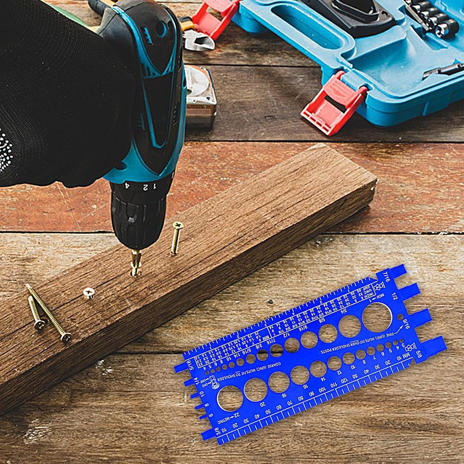 Nut and Bolts Thread Gauge - Screw Pitch Checker Panels, Portable Hand Measuring Tool Rack, Accurate Identification Display, Hardware Pack | Bolts Nuts Screws for Workshop Garage image number 6