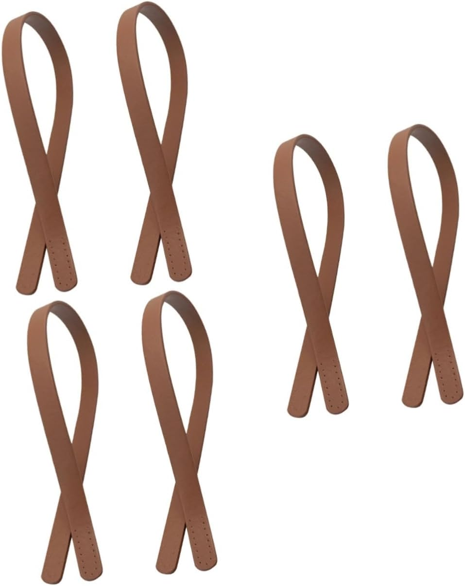 TOPPERFUN 6Pcs Pu Leather Handbag Handles Replacement Strap for Tote Bag DIY Pouch Handstitch Belt for Women Ladies