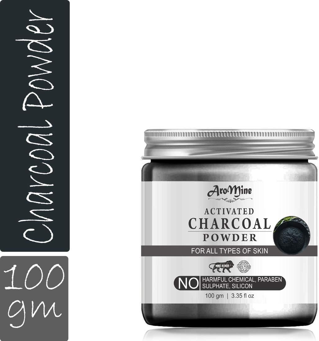 Aromine Natural & Organic Charcoal Powder for Hair Care, Hair Mask, 100Gm image number 1
