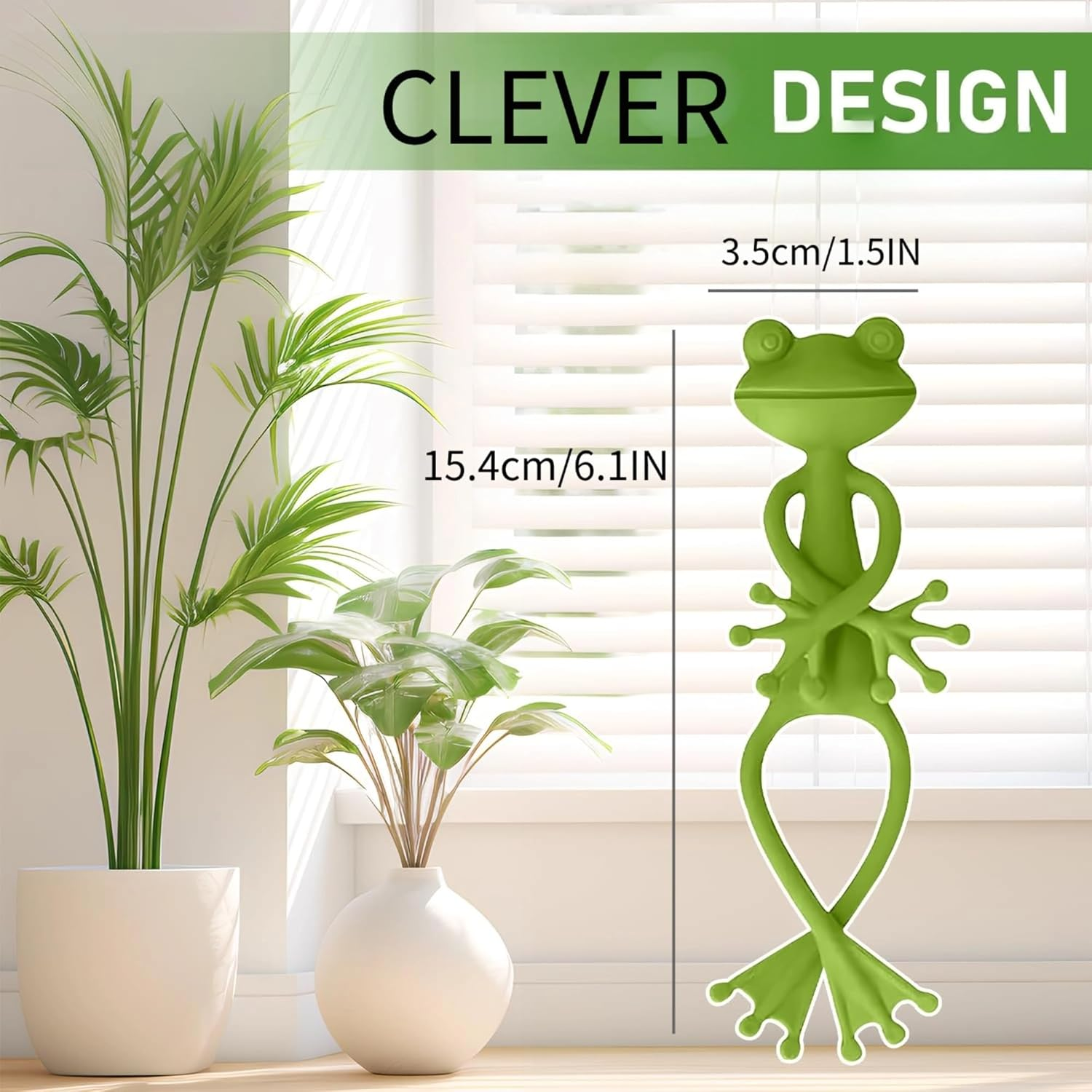 Frog Plant Stand, Green Cute Frog Clip Flowerpot Climbing, Plant Holder Flower Pot Hugger Decorations (5Pcs) image number 4
