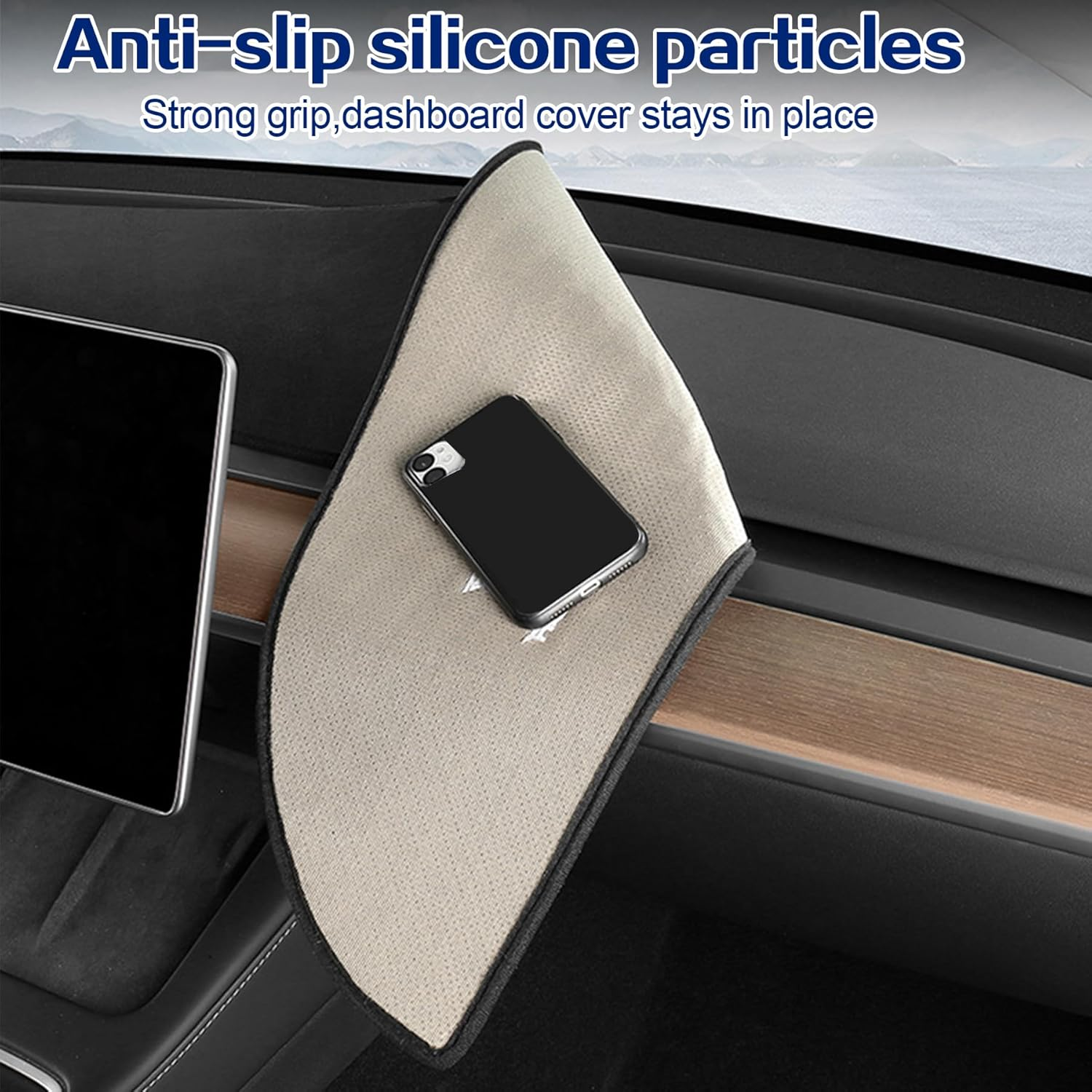 Dashboard Cover for Tesla Model Y 2025-2017, Non-Slip Dash Board Mat for Tesla Model 3 2017-2023 Anti-Glare Flannel Dashboard Pad Sun Shade Protection Interior Accessories image number 6