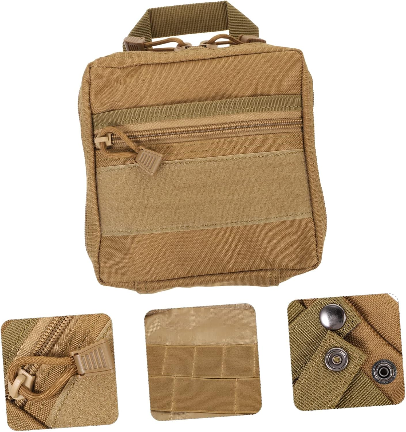 SHINEOFI Pocket Organizer Small Tool Pouch Durable Utility Bag for Travel Hiking Camping and Outdoor Storage Zippered Design for Secure Item Storage Compact and Portable Accessory - Khaki image number 5