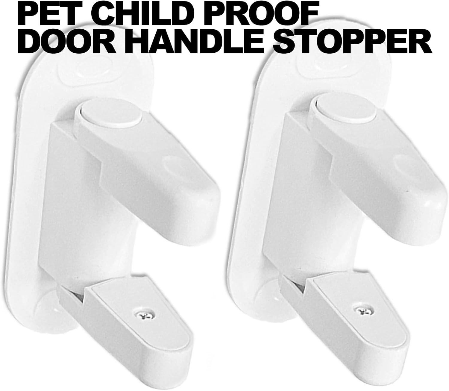 2 Pack White Door Lever Lock Childproof Door Latch Locks for Pet Dog Kids Safety Childproof Door Handle Lock with Adhesive (No Drilling) for Door