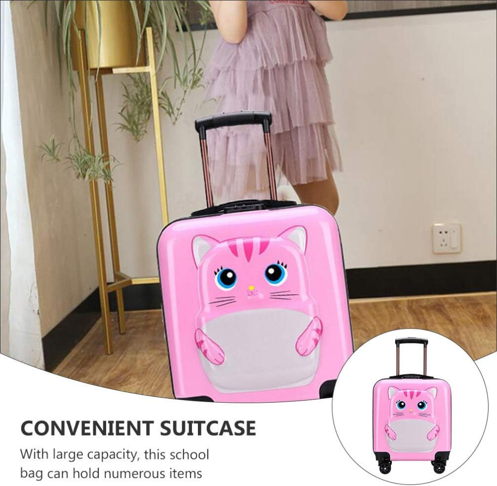 KESYOO Kids Carry on Luggage with Wheels Girls Travel Suitcase 18 Inch Rolling School Bag for Toddler Children Pink image number 6
