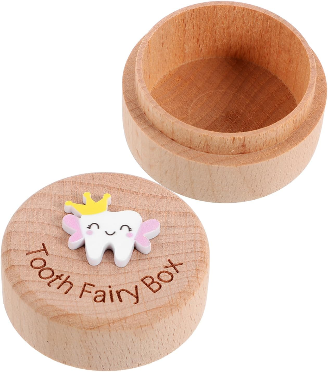 PRETYZOOM Tooth Keepsake Box Wooden Organizer for First Lost Teeth Fetal Hair Case Portable Storage for Precious Memories Easy Clean Removable Lid image number 3