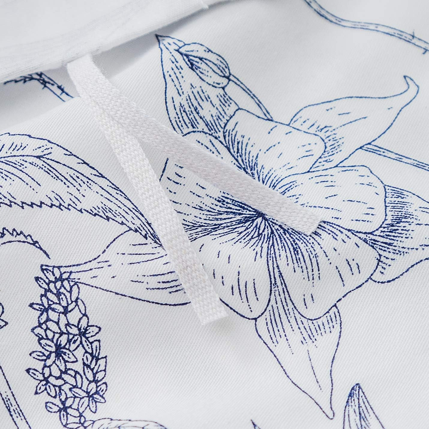 SUSYBAO Floral Duvet Cover King 100% Cotton Blue White Botanical Duvet Cover 3 Pcs Set 1 Vintage Navy Flower Duvet Cover with Zipper Ties 2 Pillowcases Luxury Soft Garden Plant Print Bedding Set image number 3