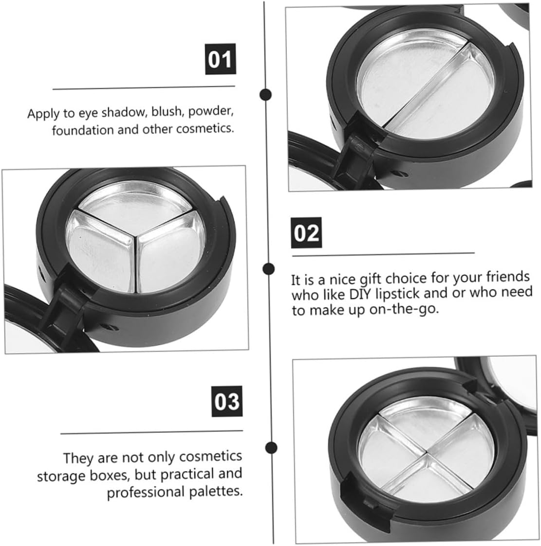 WRITWAA 6Pcs Eye Shadow Box Highlighter Tray Empty Eyeshadow Cases for Makeup Organizer Box for Storing Blush Lipstick for Travel Makeup image number 6