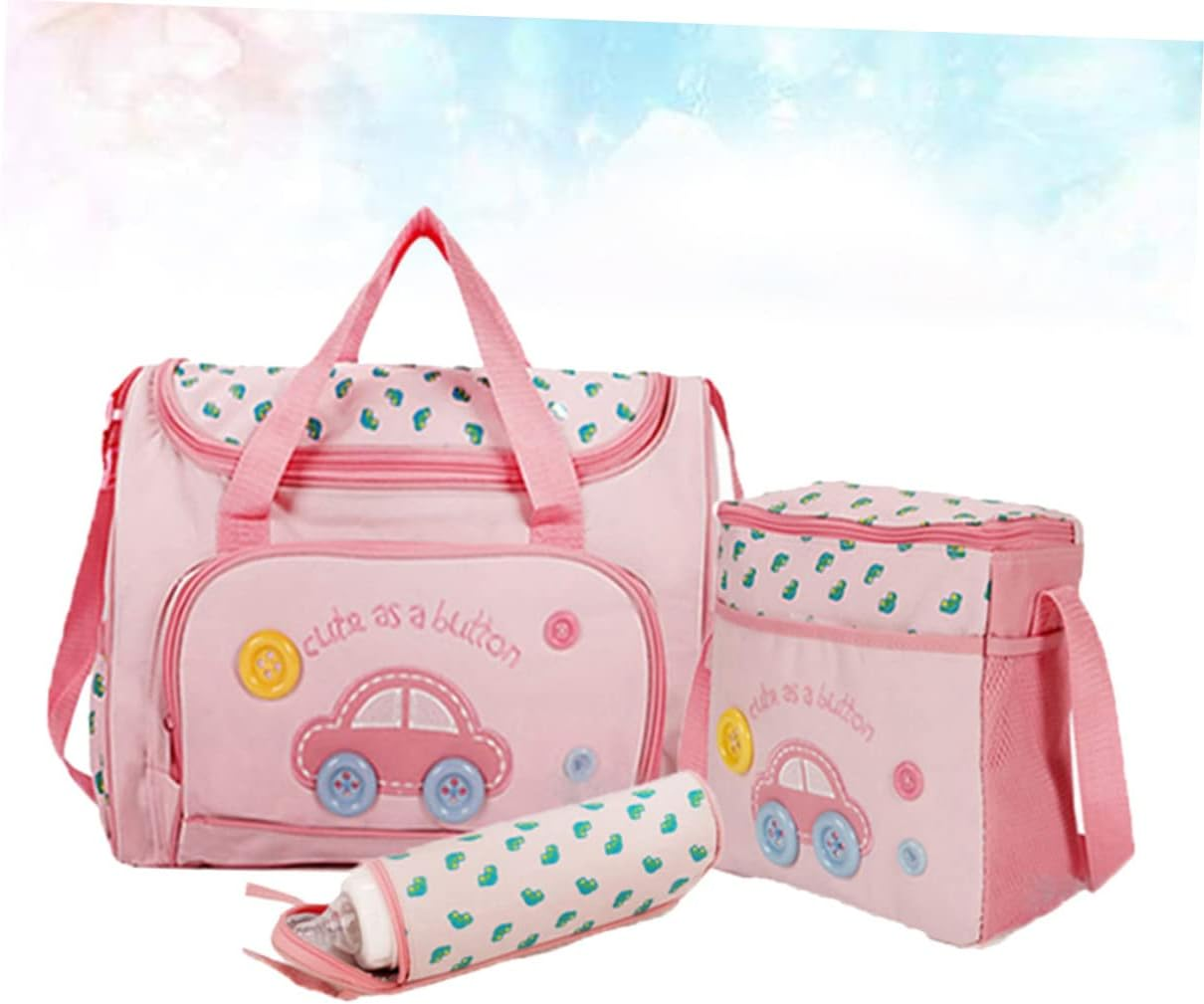 Multi-Function Large Capacity Diaper Bag Set Shoulder Strap Includes Changing Pad Bag for Travel Daily Use