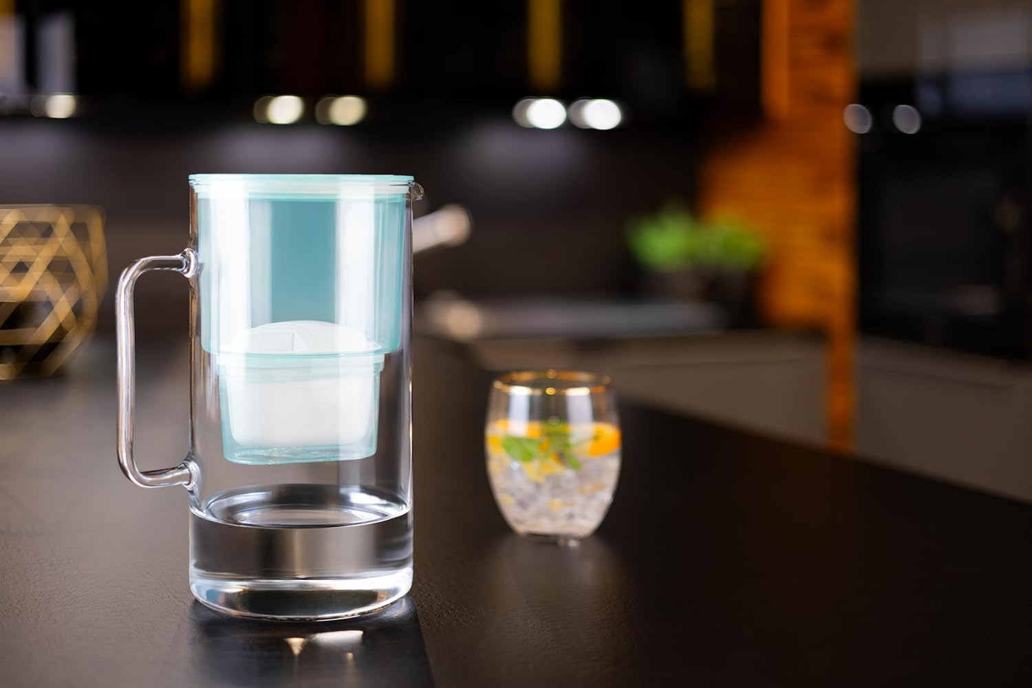 Wessper Glass Water Filter Jug 3L Cartridges Replacement for Dafi Unimax Aquaphor A5 Brita Maxtra+ Philips AWP212/10, Includes 1 Water Filter Cartridge, Reduces Limescale and Chlorine, Mint image number 1