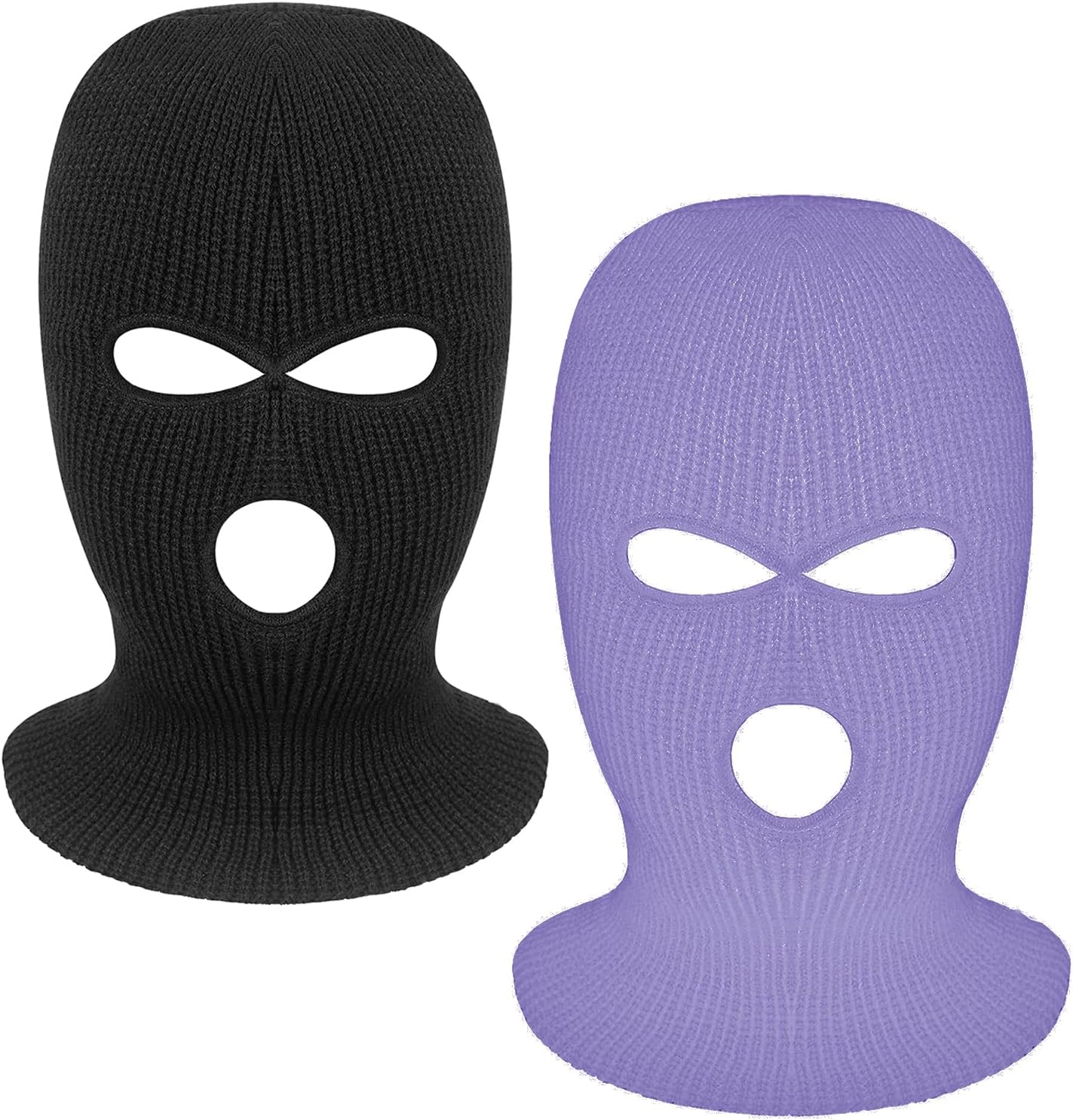 2 Pieces 3-Hole Full Face Mask Cover Ski Mask Winter Balaclava Cap Knitted Face Cover for Winter Outdoor Sports