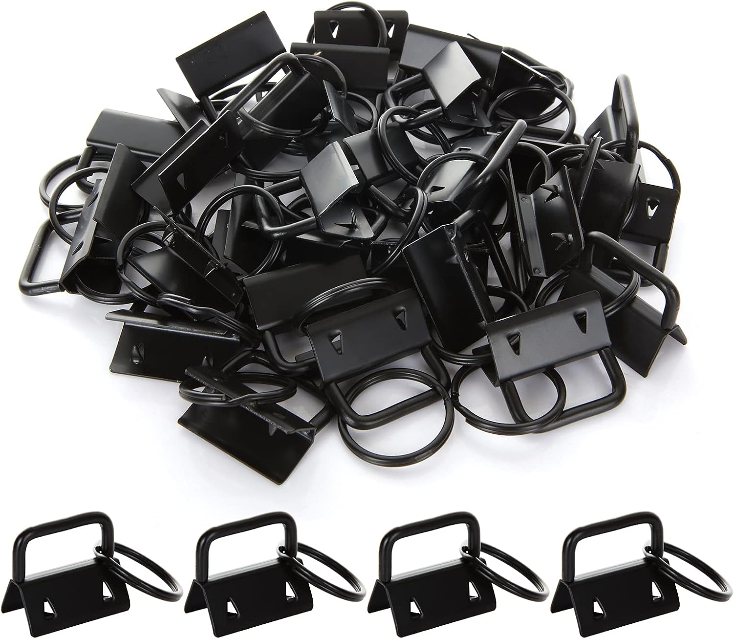 ZIQI 1 Inch Key Fob Hardware with Key Rings, 60Pack Black Wristlet Key Chains Hardware for Keychain Wristlet Strap, Key Lanyard and Key Chain for Making Hardware Supplies image number 3