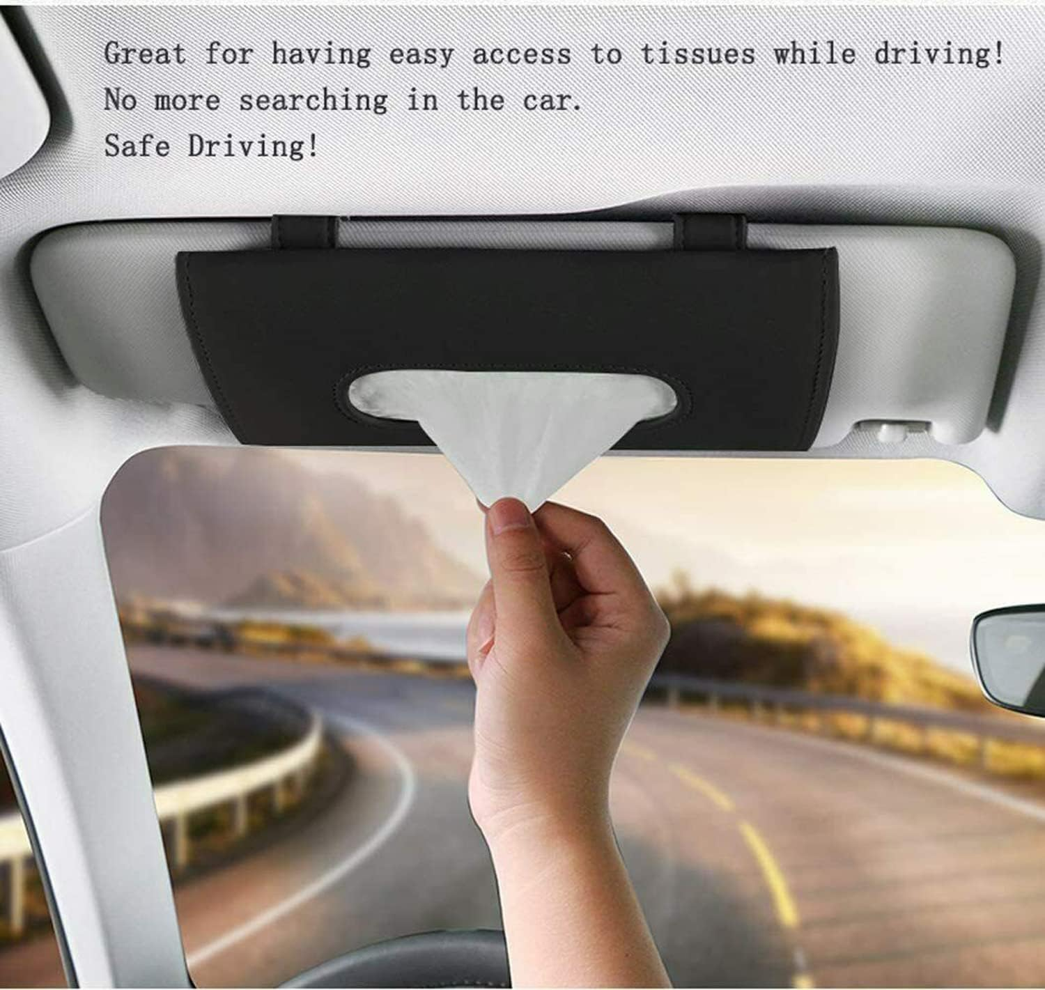 Universal Car Tissue Box for Home Table Car Storage Organiser Case Holder Car Visor Tissue Holder Car Tissue Dispenser Hanging Multi-Use Paper Tissue Cover Case for Car & Truck Decoration