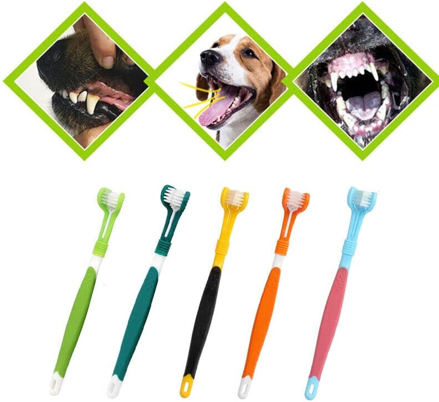 Dog Toothbrush Multi-Angle Three-Sided Pet Cat Mouth Oral Care Teeth Cleaning - Effective Oral Care and Teeth Cleaning - Care and Teeth Cleaning Ergonomic Design for Easy Use - Green image number 4