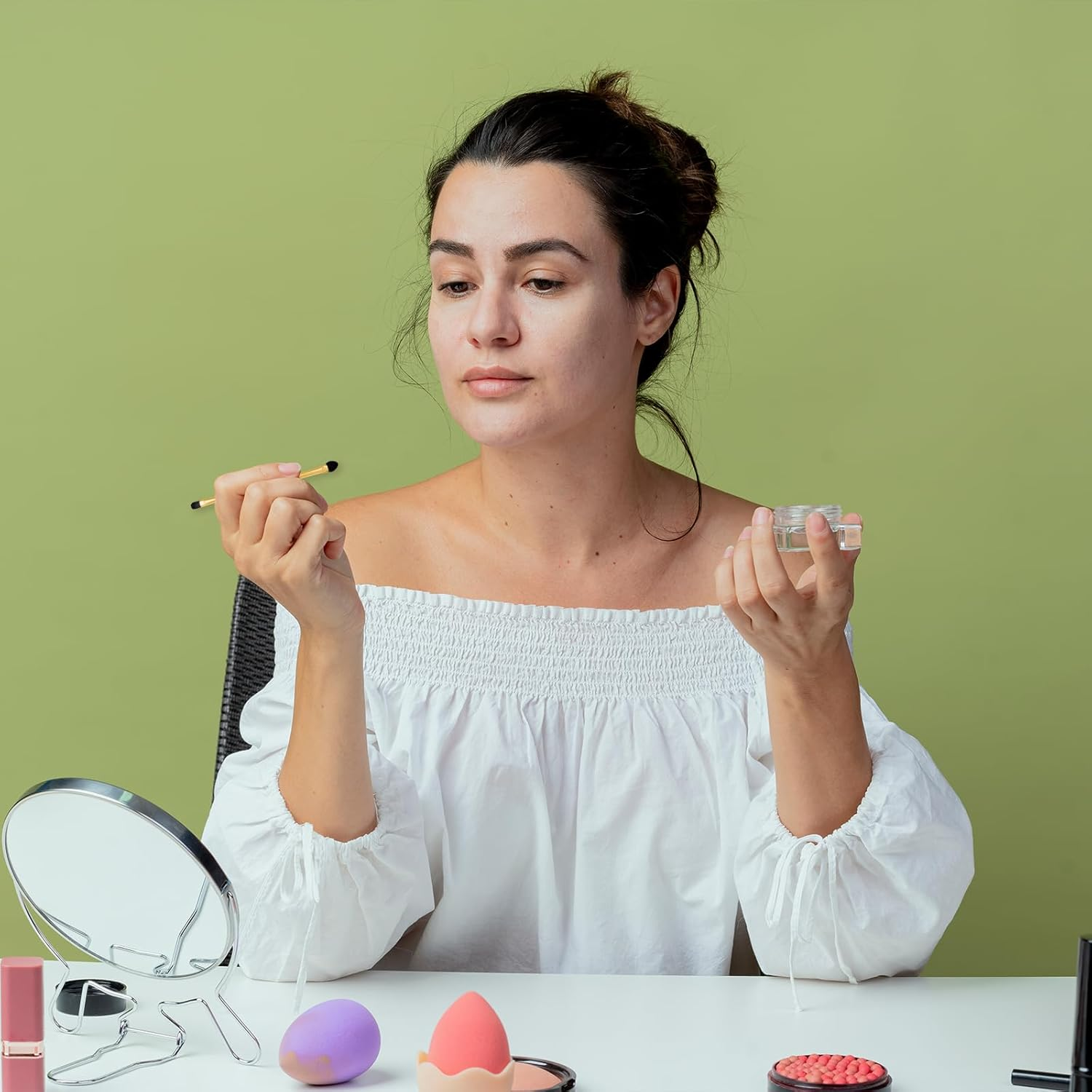 TEAONE 2 in 1 Eyeshadow Brush, 20 PCS Double Sided Makeup Tools for Eyeshadow, Concealer (12Cm/4.72In) image number 6