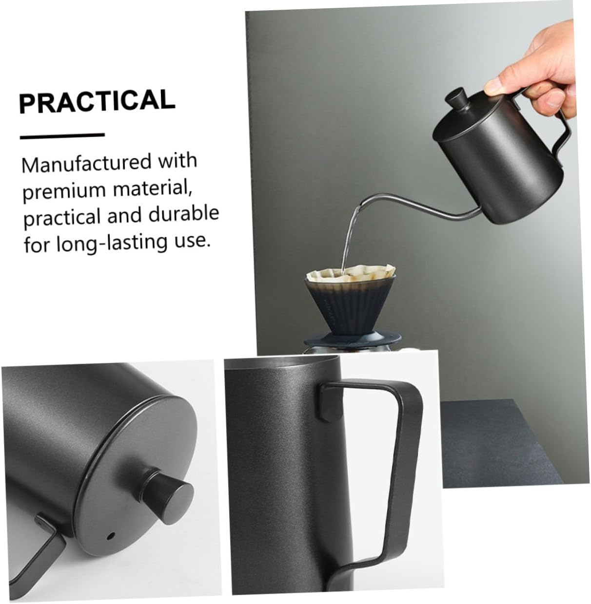 INOOMP Stainless Steel Tea Kettle Coffee Pot 304 Mini Precision Spout Kettle with Lid for Home Brewing image number 5