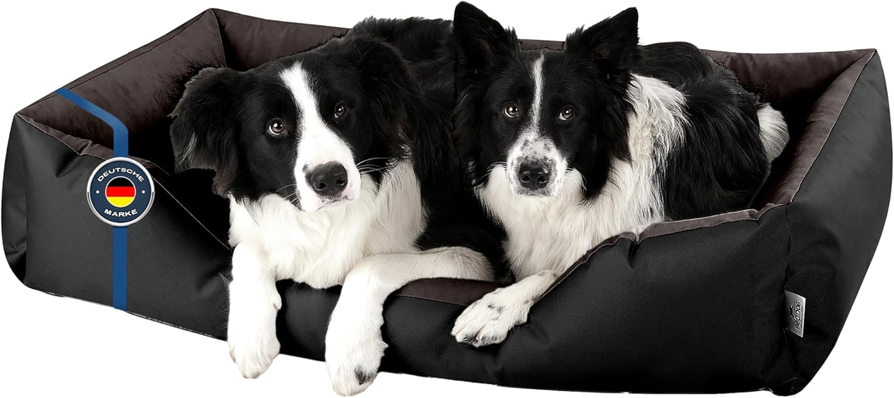 Beddog Lupi Dog Bed with Removable Washable Cover, Dog Basket, Dog Sofa for Medium Large Dogs, L, Black/Grey