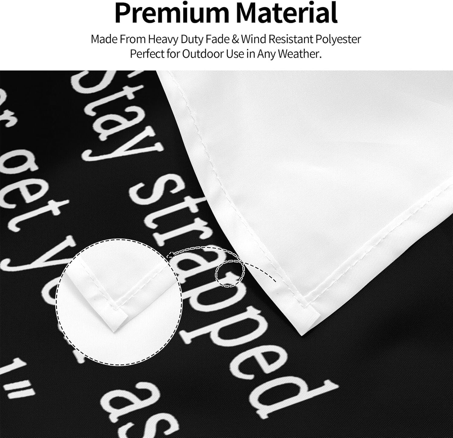 NEWLIA Stay Strapped or Get Your Ass Clapped Flag 3&times;5 Ft Funny Flags Tapestries Polyester Banner with Four Grommets for College Dorm Room Wall Decor 36 * 60In Gifts, Black image number 2