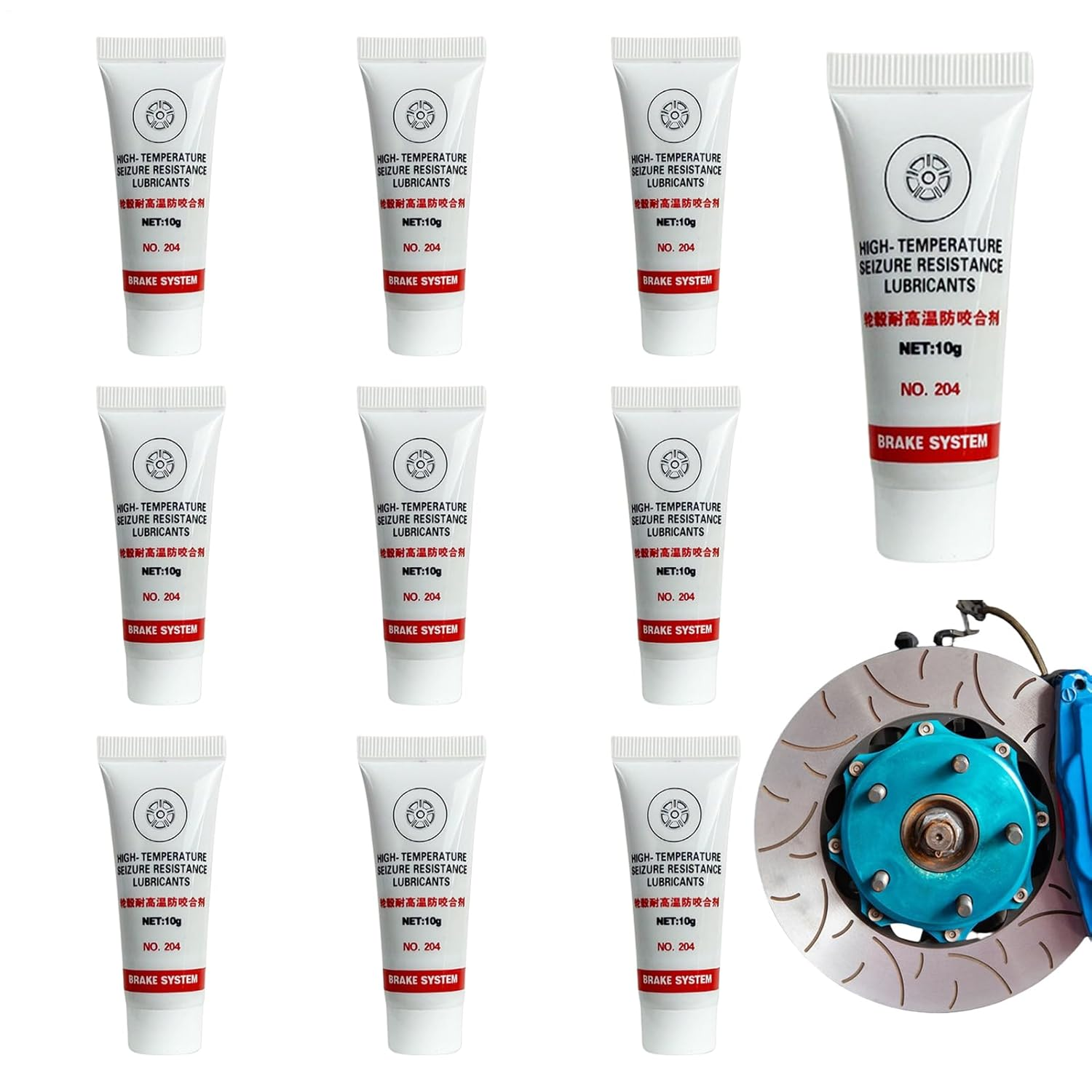 Brake Grease, Anti-Seize Brake Lube Grease, 10 Piece Anti-Rust Portable Compound for Disc Hub Pin Plug Spark Bolt Thread Automotive image number 3