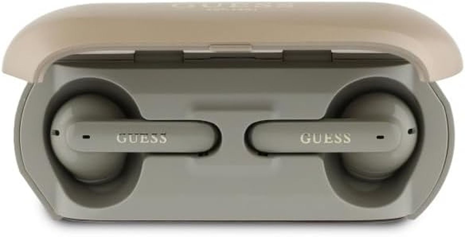 CG Mobile Guess Bluetooth Headphones TWS + Docking Station Elongated Metallic Printed Logo Gold image number 2