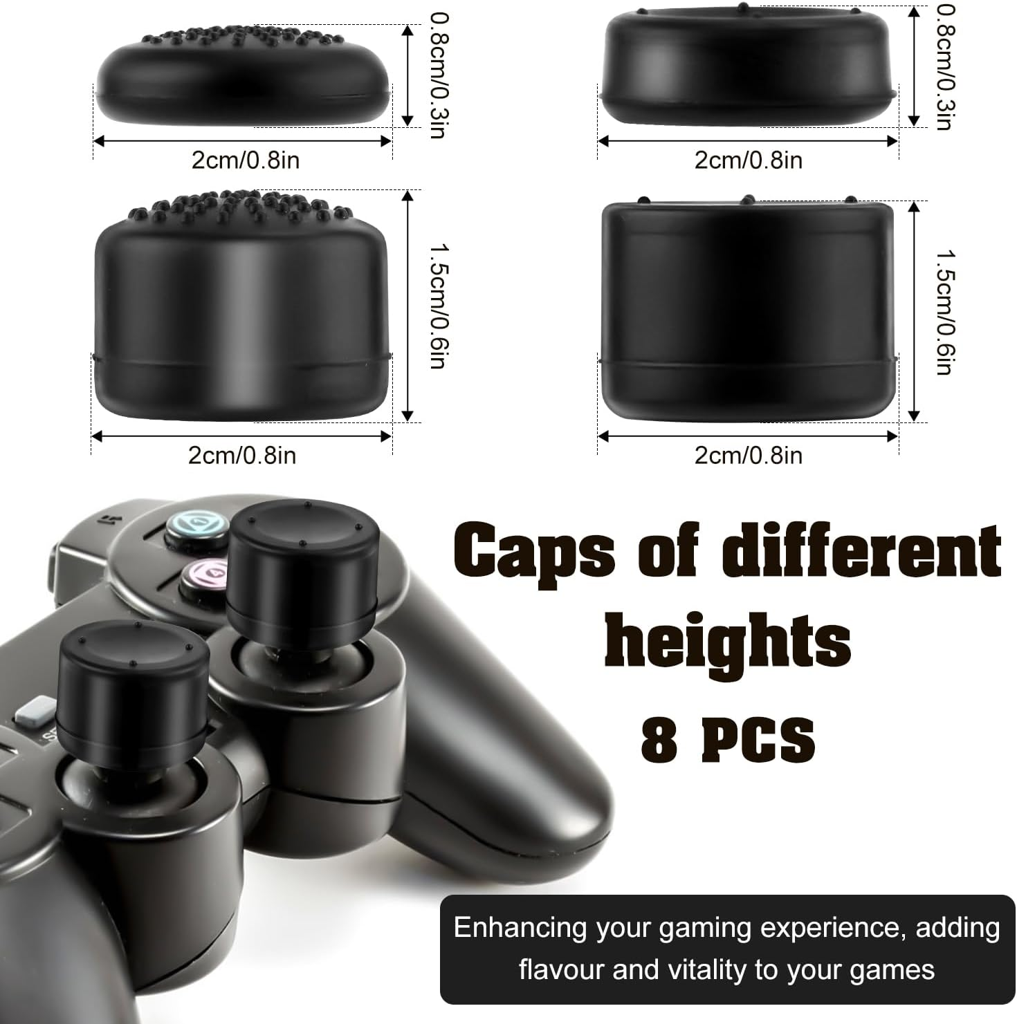 8Pcs Thumb Grip Caps for Playstation Portal, Silicone Joystick Covers Controller Thumb Stick Caps Compatible with PS5 PS4 Xbox One Xbox Series X/S Nintendo Switch Pro Joysticks image number 2