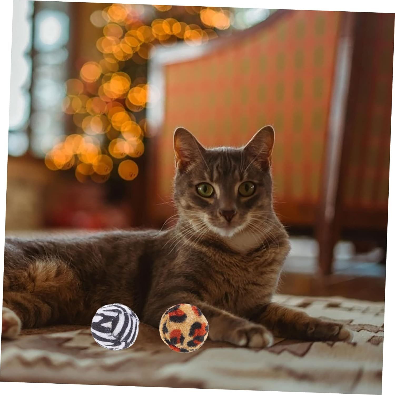 Ipetboom 10Pcs Leopard Print Cat Ball Interactive Kitten Toys Cat Balls for Indoor Pet Toys Random Color