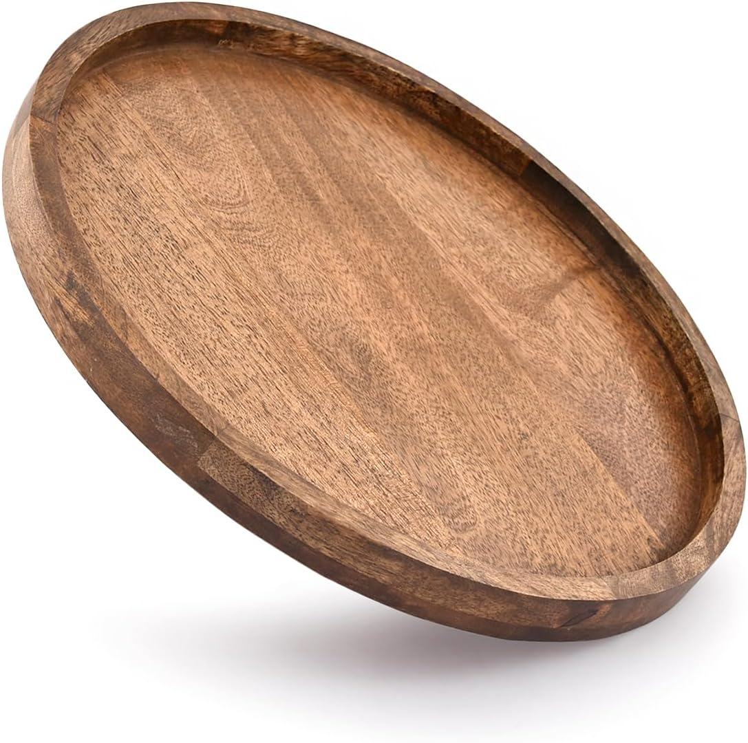 EDHAS round Wooden Decorative Candle Holder Tray for Coffee Table Centerpieces Modern Farmhouse Home Decorations (12" X 12" X 1") image number 5