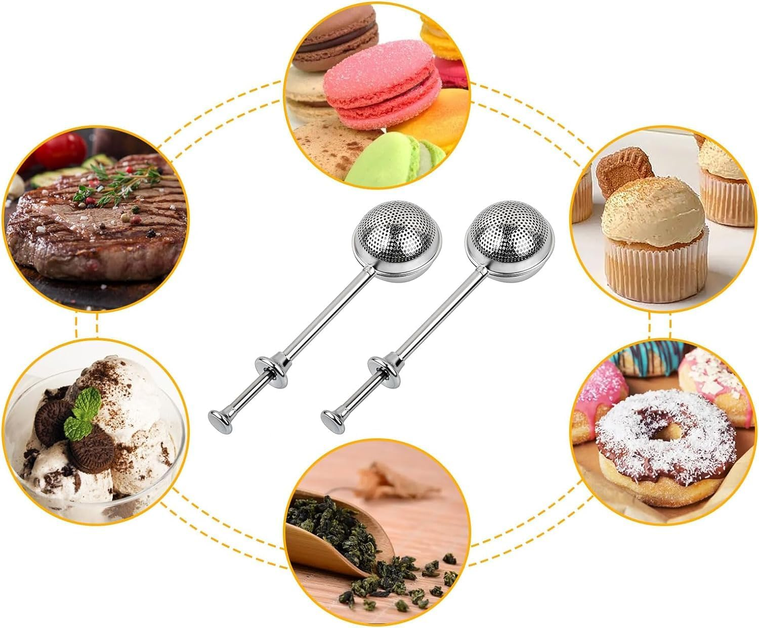 2 PCS Flour Dusting Wand,With Powder Spreading Molds, Dusting Wand for Sugar, Flour and Spices, Stainless Steel Pick up and Dust Flour Sifter, Dusting Wand for Sugar, Flour and Spices image number 5