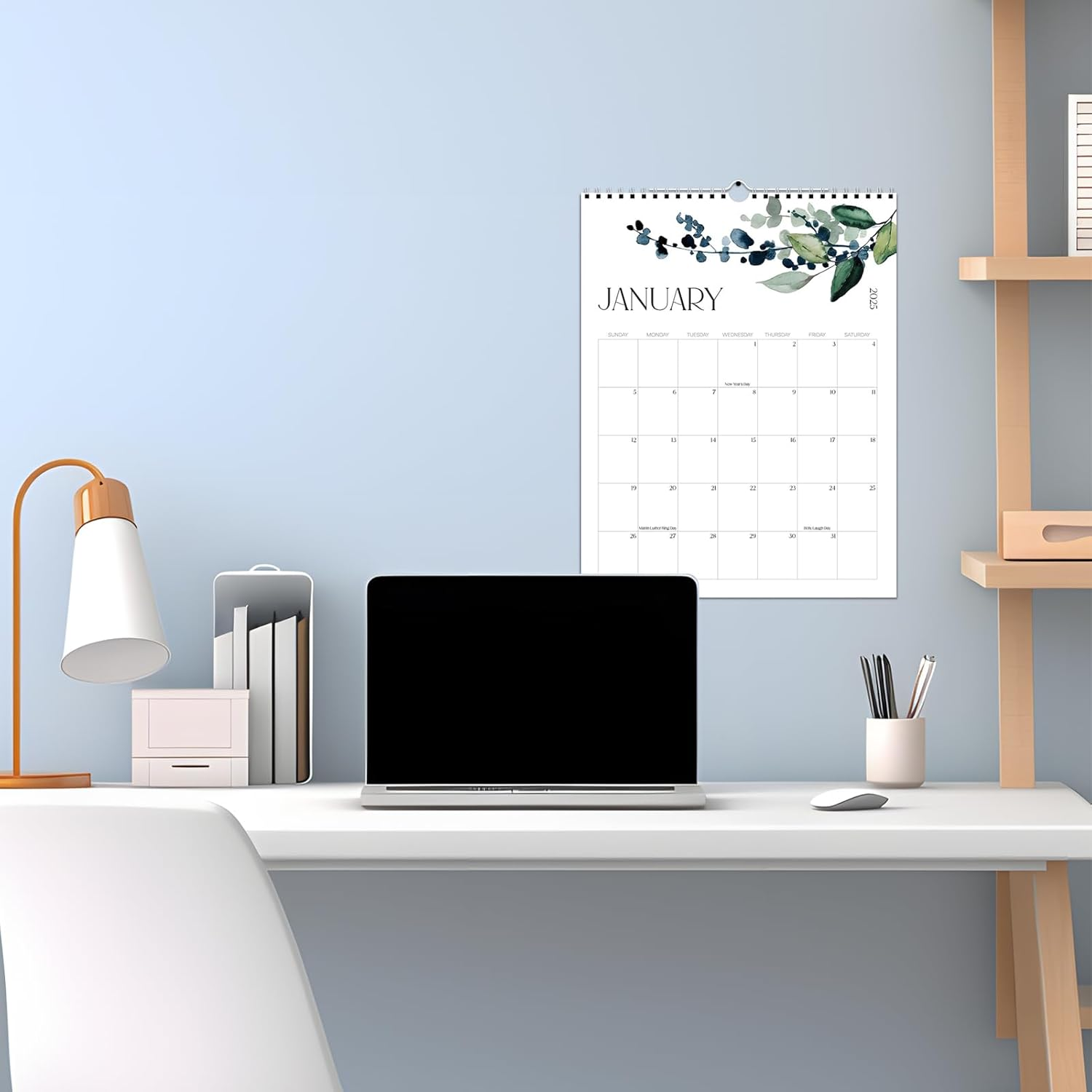 Beautiful Aesthetic COZY CORE Wall Calendar - Perfect Modern Greenery & Office Planner, 14.5"X11.5" for Easy Organizing (2025-2026 Green Leaf) image number 3