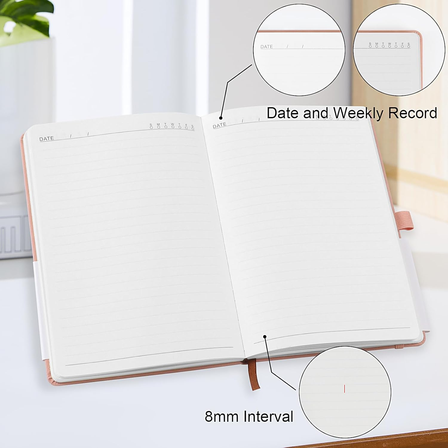 A5 Lined Journal Notebook, 192 Pages Leather Hardcover Notebook for Personal Writing, Study, Office, Travel Records(Brown) image number 2