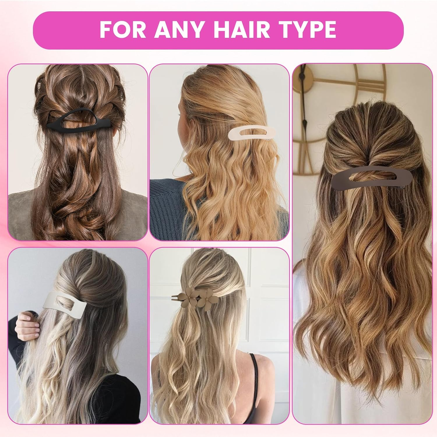 FOLAI 12 Pcs Hair Clips Set Hair Clips Strong Hold for Daily Use Office image number 6