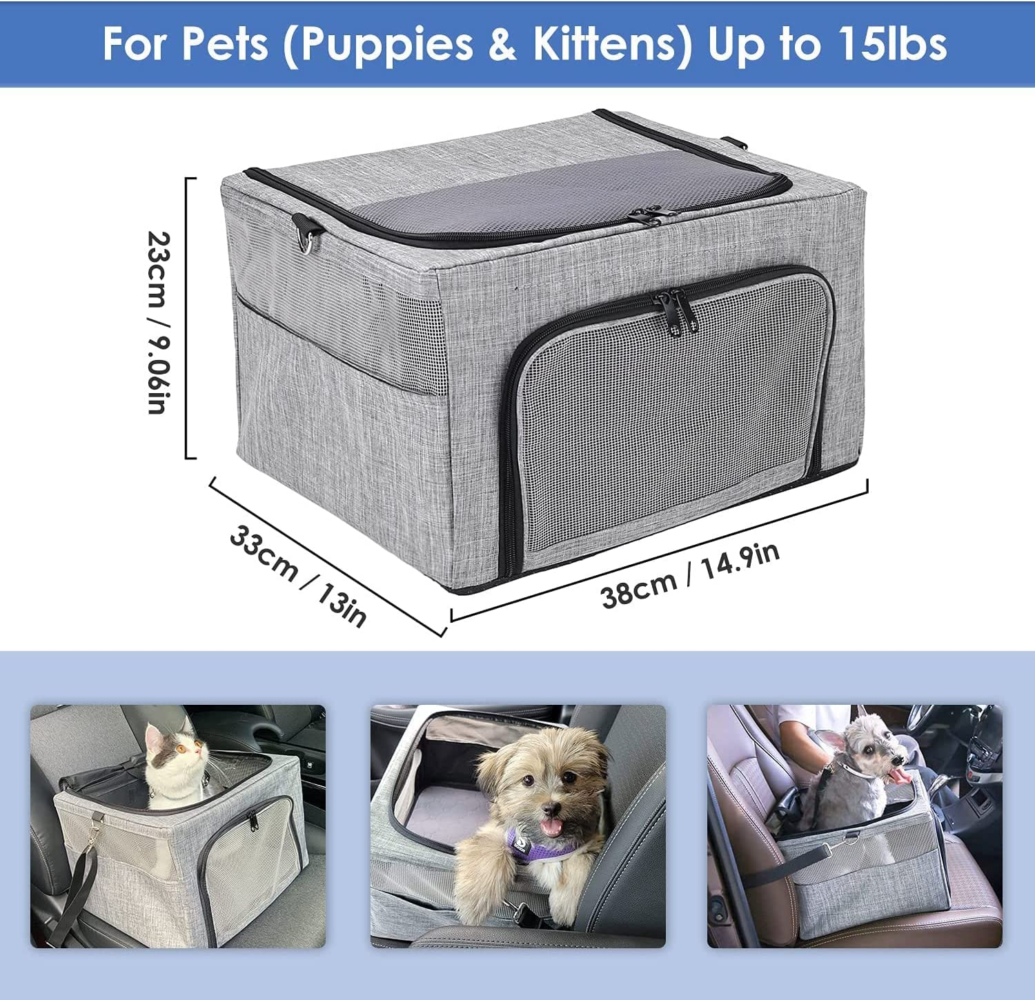 Slowton Dog Booster Car Seat, Reinforce Metal Frame Safe Pet Car Seat with Seatbelt & Waterproof Pee Pad & Top Cover Portable Collapsible Puppy Carrier Bag for Small Dogs Cats Visit the Slowton Store image number 1