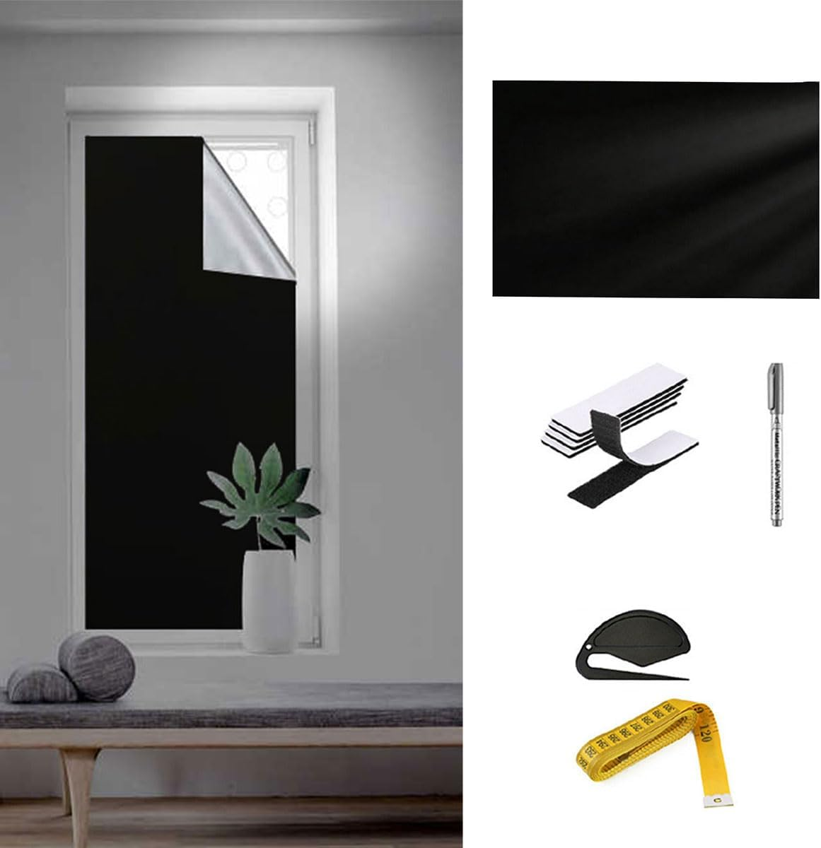 AIMALL 420D Silver Coated Blackout Curtains | Portable Full Blackout Window Cover | Cut-To-Size Sunscreen Shade DIY | Travel & Home Use image number 3