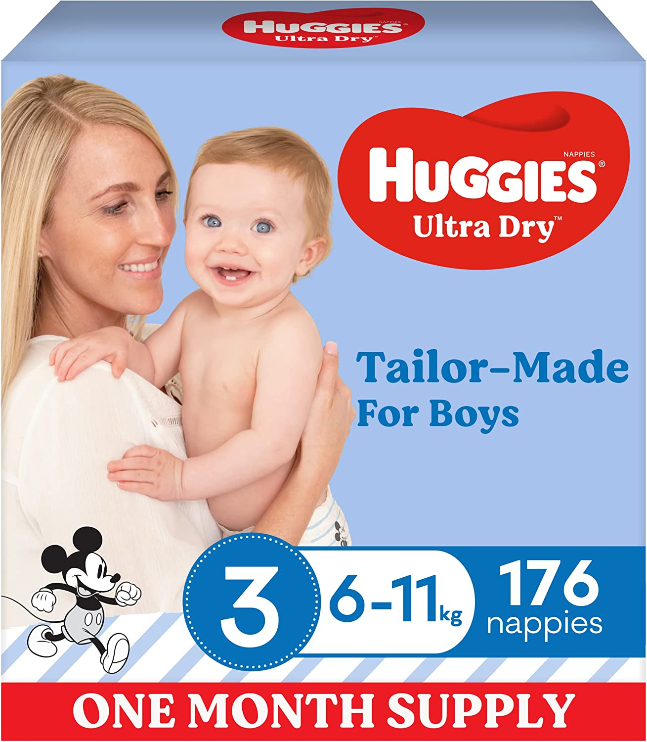 Huggies Ultra Dry Nappies Boy Size 3 (6-11Kg) 1 Month Supply 176 Count image number 2