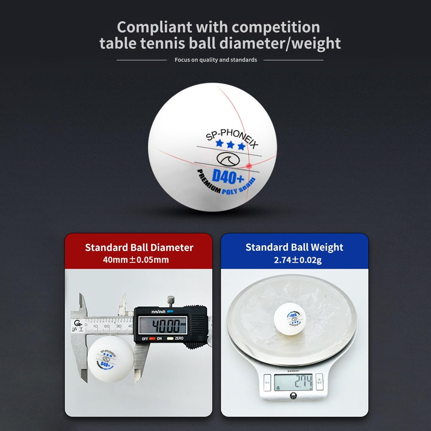 Spphoneix 3 Star 20PCS 50PCS 100 PCS Table Tennis Balls Professional Ping Pong Balls Training Balls 40+ for Competition and Recreational Play image number 2