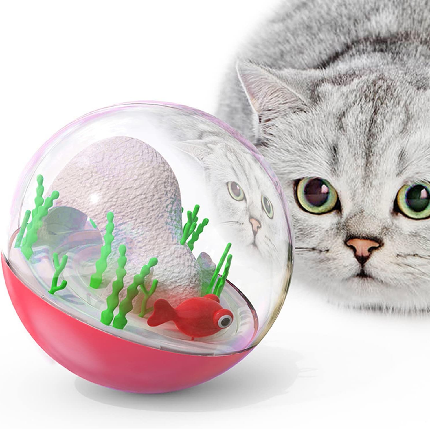 Cat Ocean Ball Toy, Fish Rotation Chasing Interactive Electric Cat Ocean Ball, Automatic Cat Toy Electric Fish Funny Cat Toy for Cats Kitten (Pink) image number 5