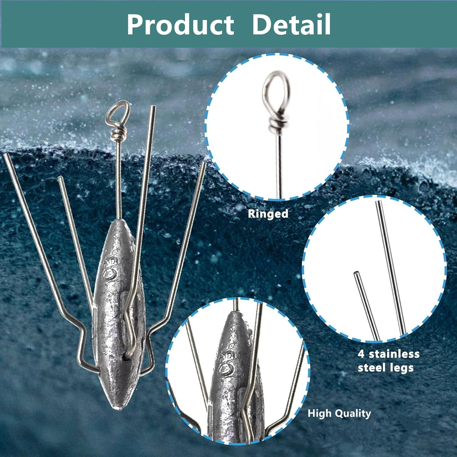 5 Pack Sputnik Sinker Long Tail Surf Fishing Weight Lead 3Oz/4Oz Saltwater Surf Fishing Catfish Beach Casting Sea Fishing Spider Sinker image number 6
