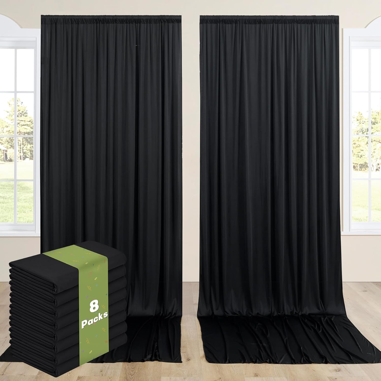 50X14Ft Ivory Backdrop Curtains for Parties, Wrinkle Free Polyester Ivory Photo Backdrop Drapes 10 Panels 14 Ft Long Back Drop Cloth for Wedding Birthday Photography Background Party