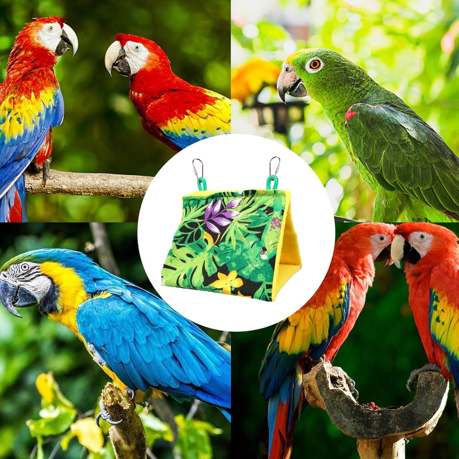 Bird Bed | Bird Hut Hammock Sleeping Bed | Warm Snuggle Tent for Pet Lovebirds Cockatiel Cockatoo African Grey Finch Conure Macaw Parakeet image number 3