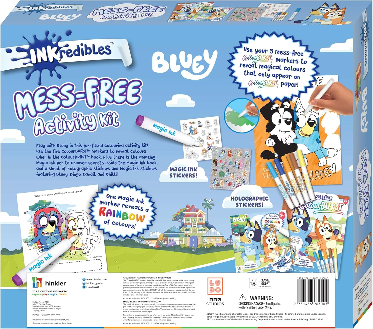 Inkredibles Activity Kit Bluey &ndash; Includes Magic Ink, Colourburst Markers, and Fun Stickers &ndash; Mess-Free Colouring Set Ideal for Screen-Free Playtime and Travel &ndash; for Preschoolers Ages 3&ndash;5 image number 1