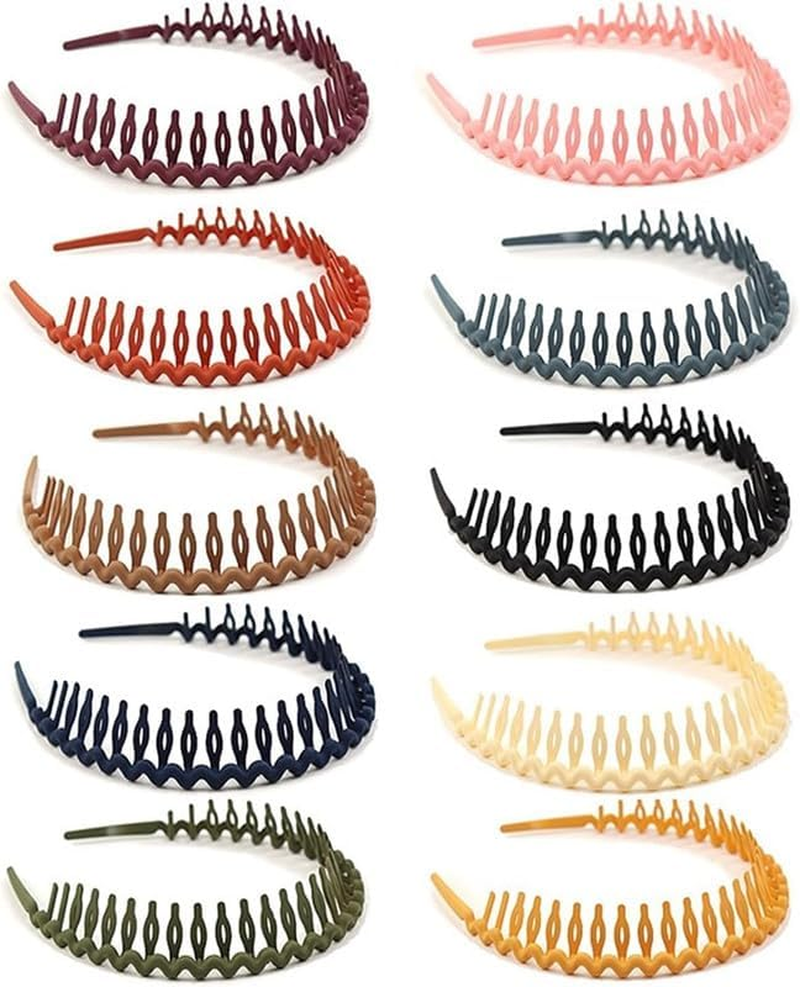 Plastic Headbands with Teeth Headbands, 10Pcs Thin Plastic Headbands with Teeth Thin Non-Slip Headband DIY Hair Bands ,Plastic Headbands with Teeth Skinny Headbands,Plastic Headbands Thin Hair Bands,Color B