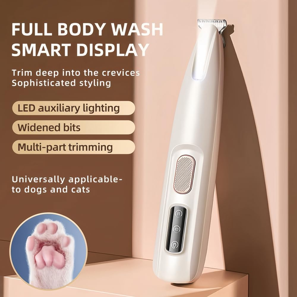 2024 Upgrade Micro Precision Trimmer, Multifunctional Pet Hair Clippers with LED Light, Low Noise Waterproof Rechargeable Paw Trimmer for Paws, Ears, Rump, Face, Eyes image number 2