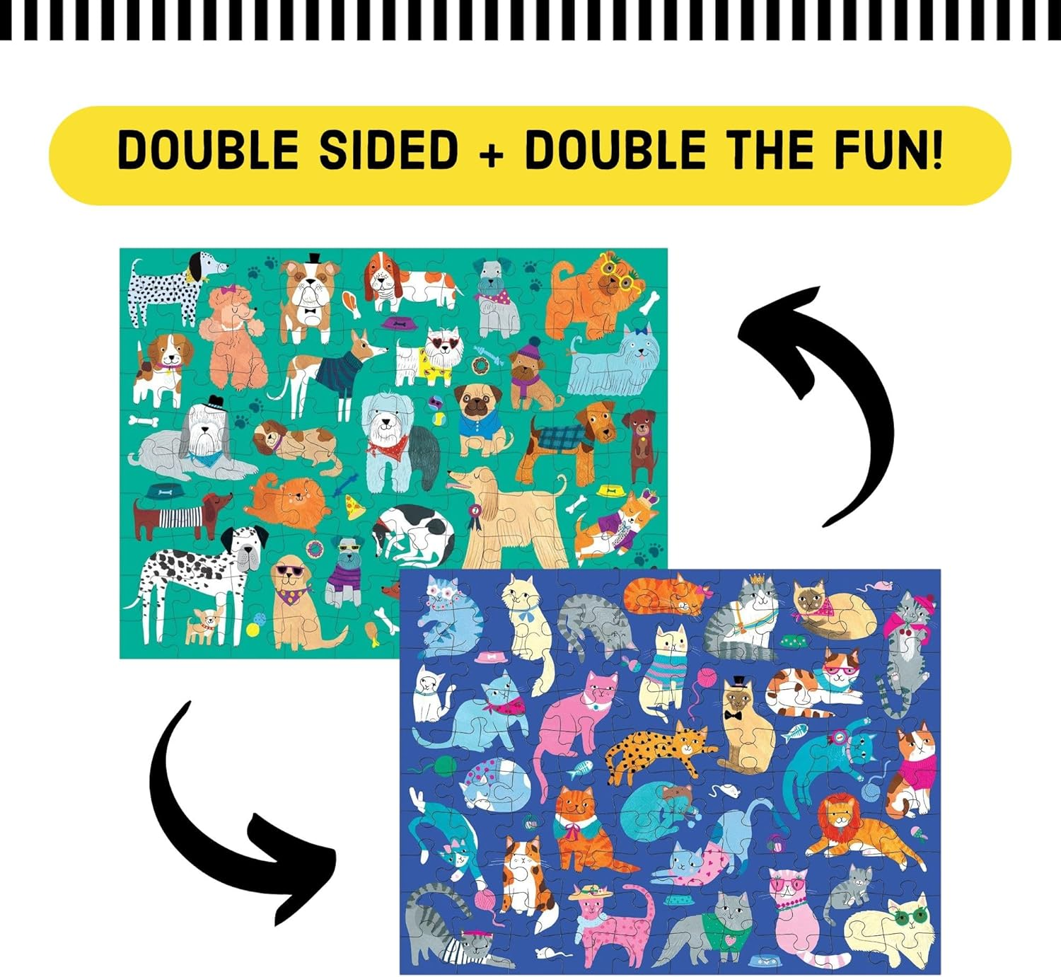 Cats & Dogs 100 Piece Double-Sided Puzzle image number 2