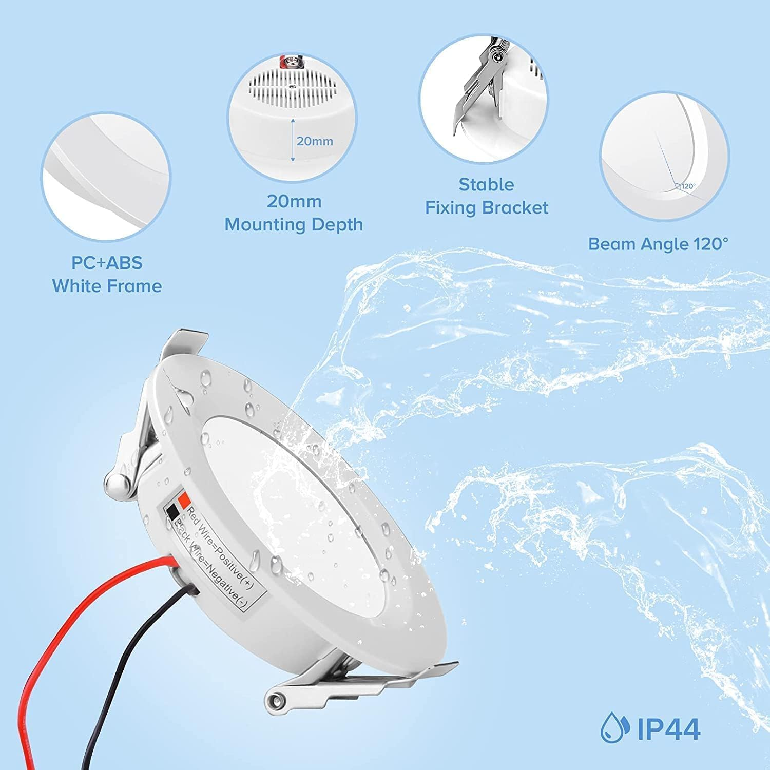 Bluefire RV LED Lights for Motorhome, 300 Lumen RV Interior Lights LED Downlights Recessed Ceiling Lights for Motorhome Boat Van Caravan Kitchen Cabinet(4 Pack, White)