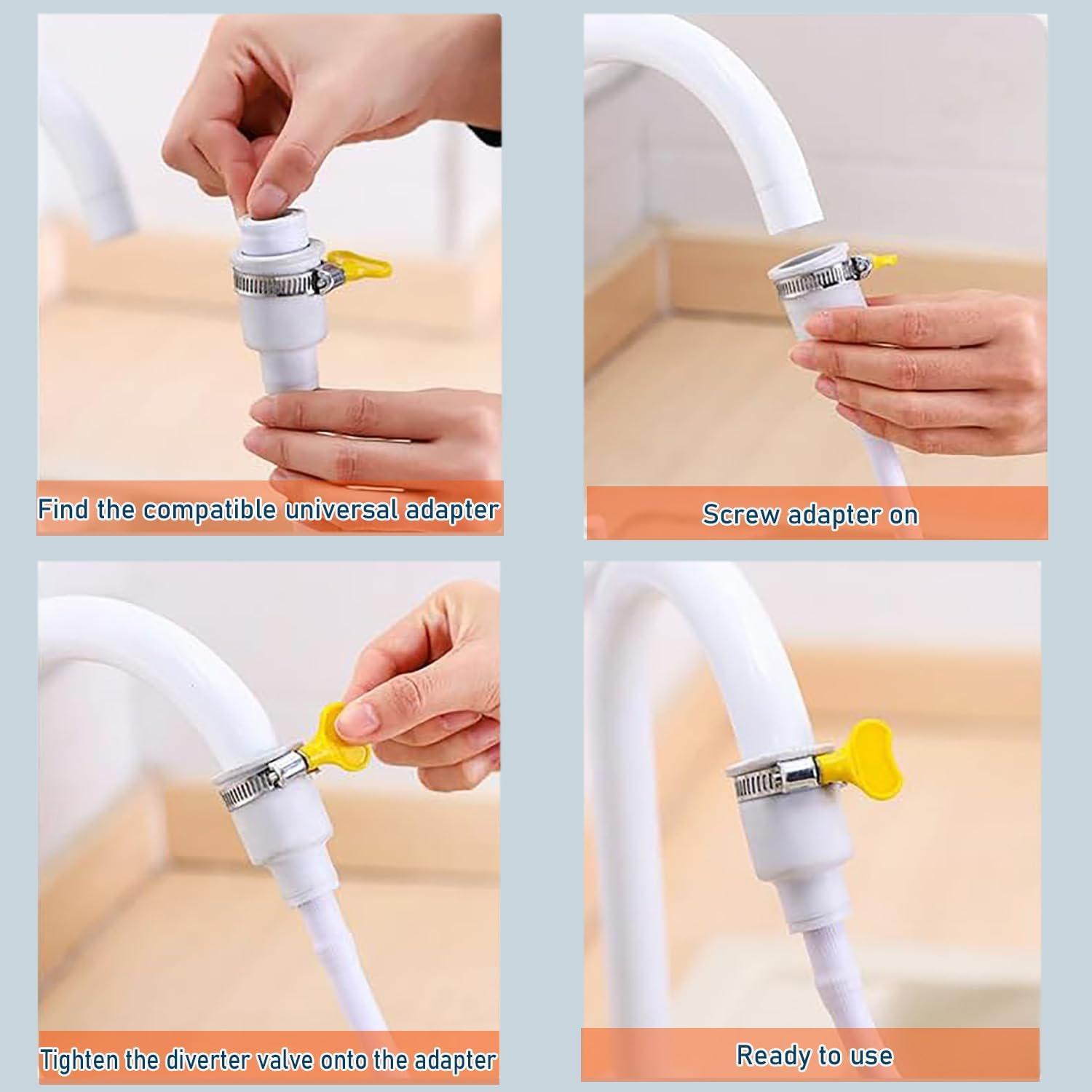 SILHOL Portable Pet Shower Spray Head with Tap Attachment 1.3M Hose and Secure Clamp for Bath, Sink and Indoor Washing (White) image number 2