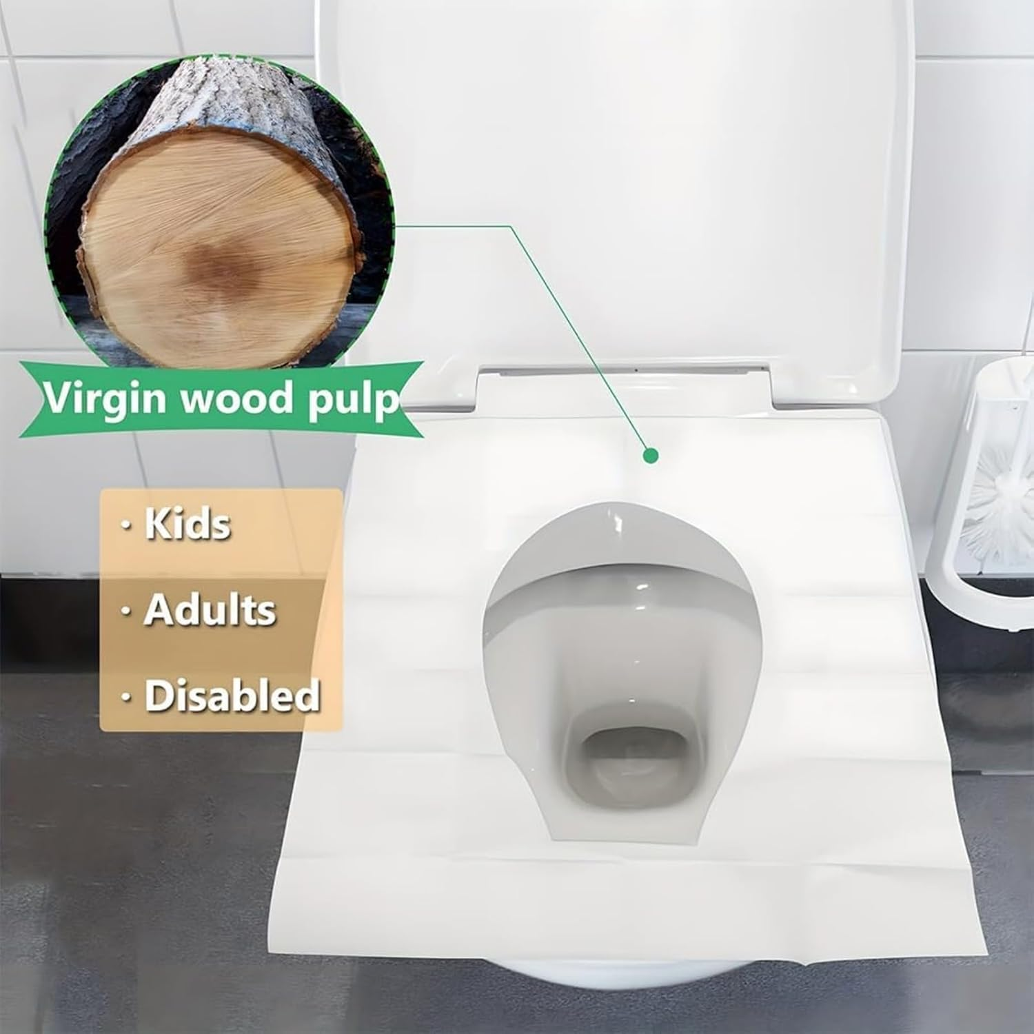 RODISHOMM 50 PCS Disposable Toilet Seat Covers, Flushable & Biodegradable, Universal Fit for Travel & Public Restrooms, Safe & Hygienic Material, Easy to Carry image number 1