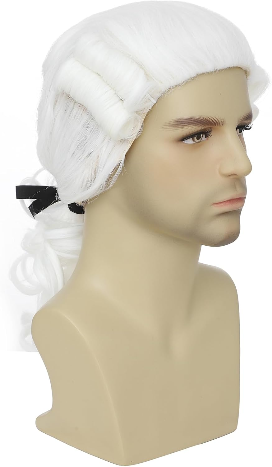 Colonial Judge Wig, Long Wave Wig for Women Men, Halloween Costume Wig, Anime Cosplay Wig, White (White) image number 6