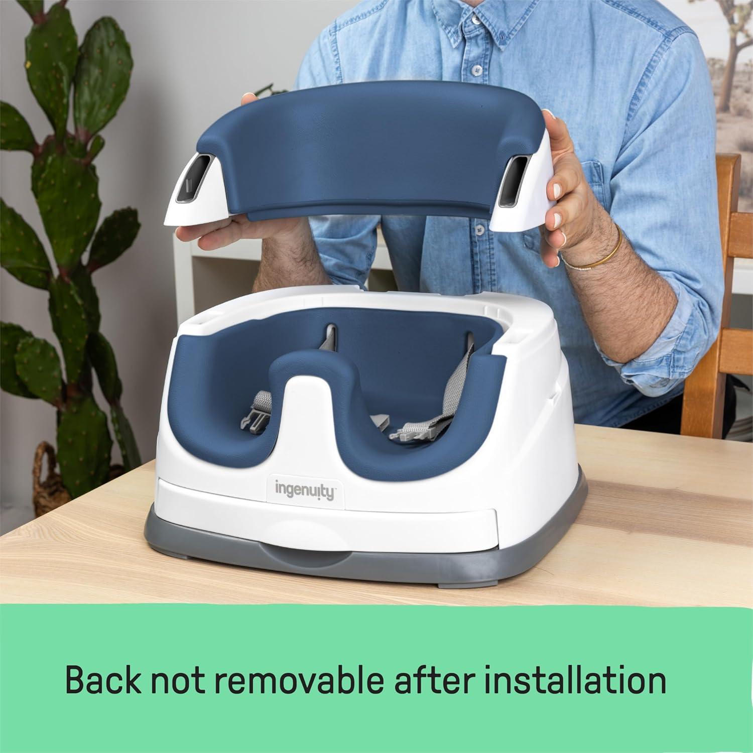 Ingenuity Baby Base 2-In-1 Booster Feeding and Floor Seat with Self-Storing Tray - Night Sky