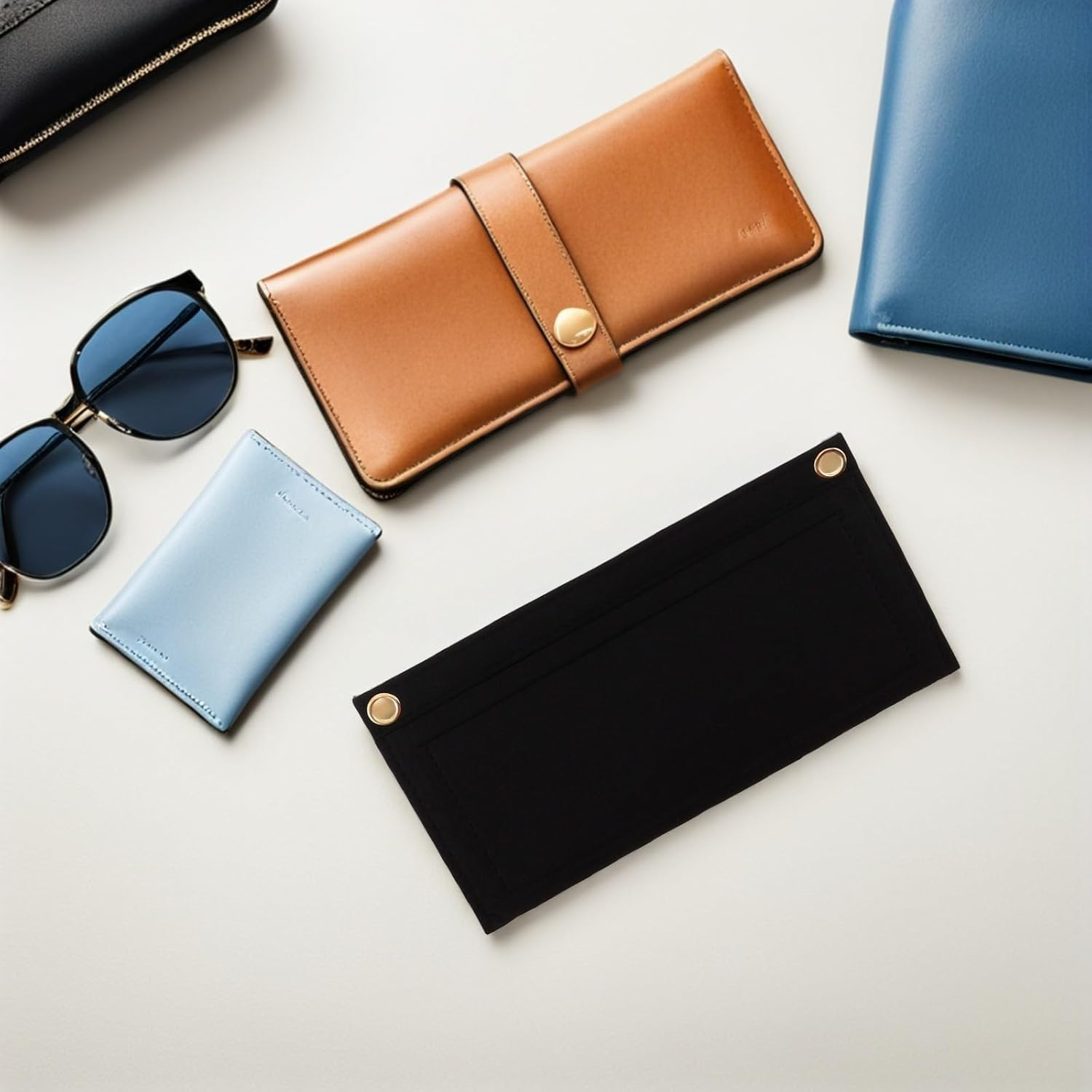 Holibanna 5Pcs Felt Purse Organizer Inserts with Multi-Pocket Dividers for Women&rsquo;S Wallets and Clutch Bags, Removable Handbag Insert Organizer for Travel and Everyday Use image number 3