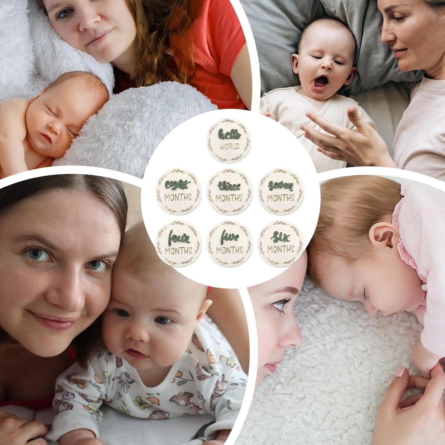 Baby Monthly Announcement Card, Double Sided 3D Baby Picture Signs - Decorative Month Marker Discs Home Decor for Wall Nursery Photography - Red image number 6